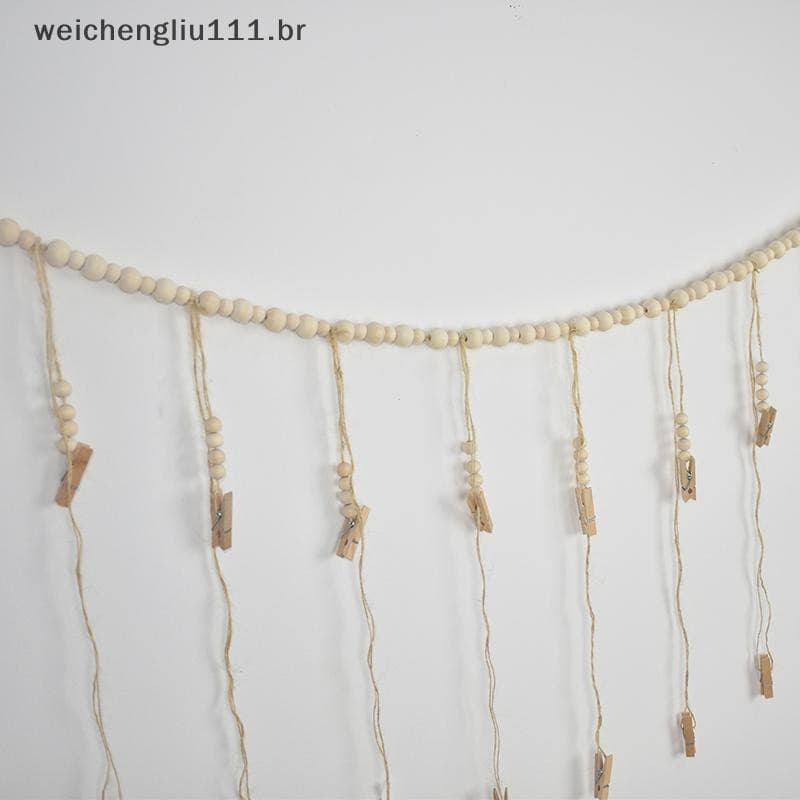 # weicheng Exibição De Fotos Decoração De Suspensão De Parede Boho Casa Contas De Madeira Macrame Tapeçaria Para Pendura