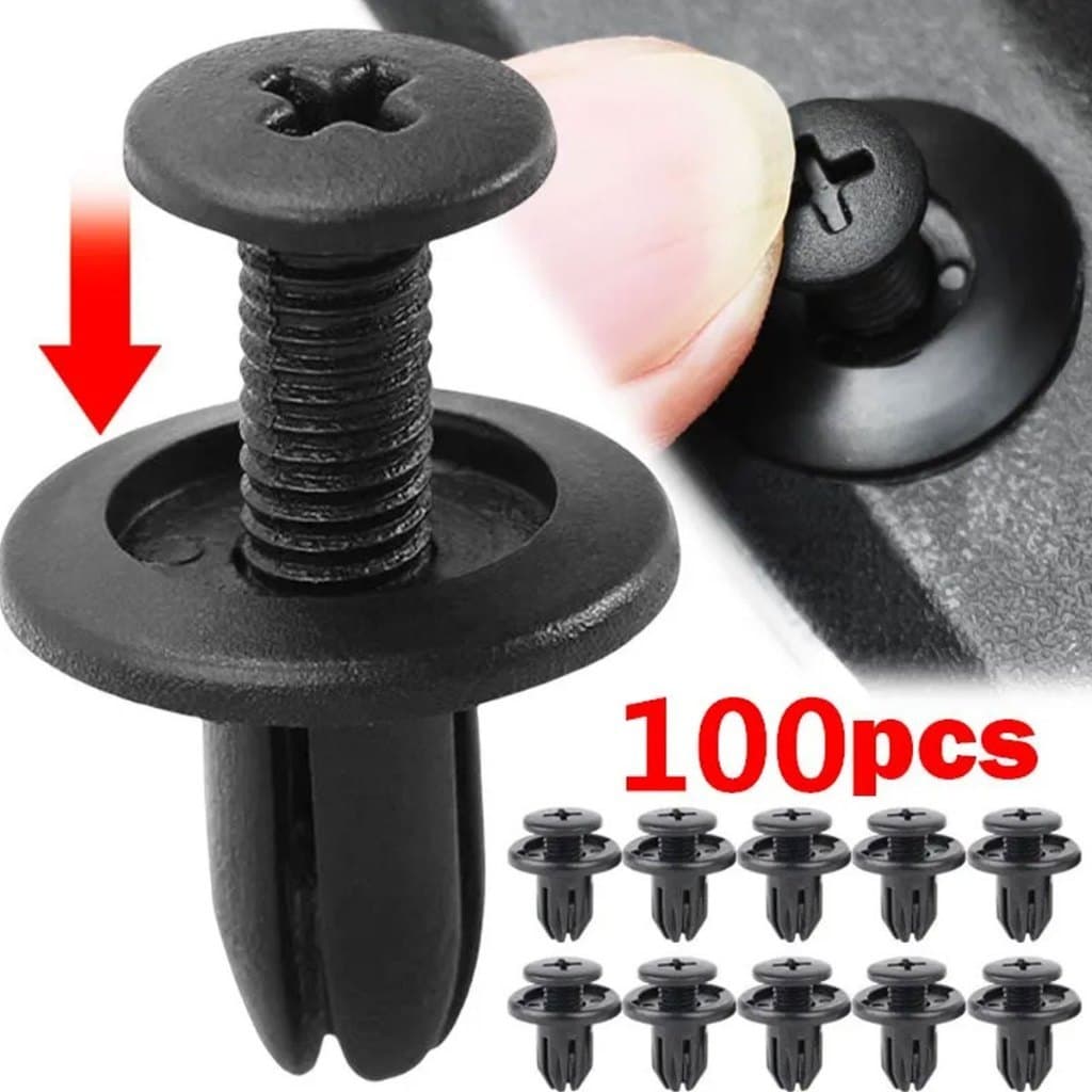 Pack 100 Fixadores Fender Parafuso Plástico Para-choque Carro Clip de Retentor