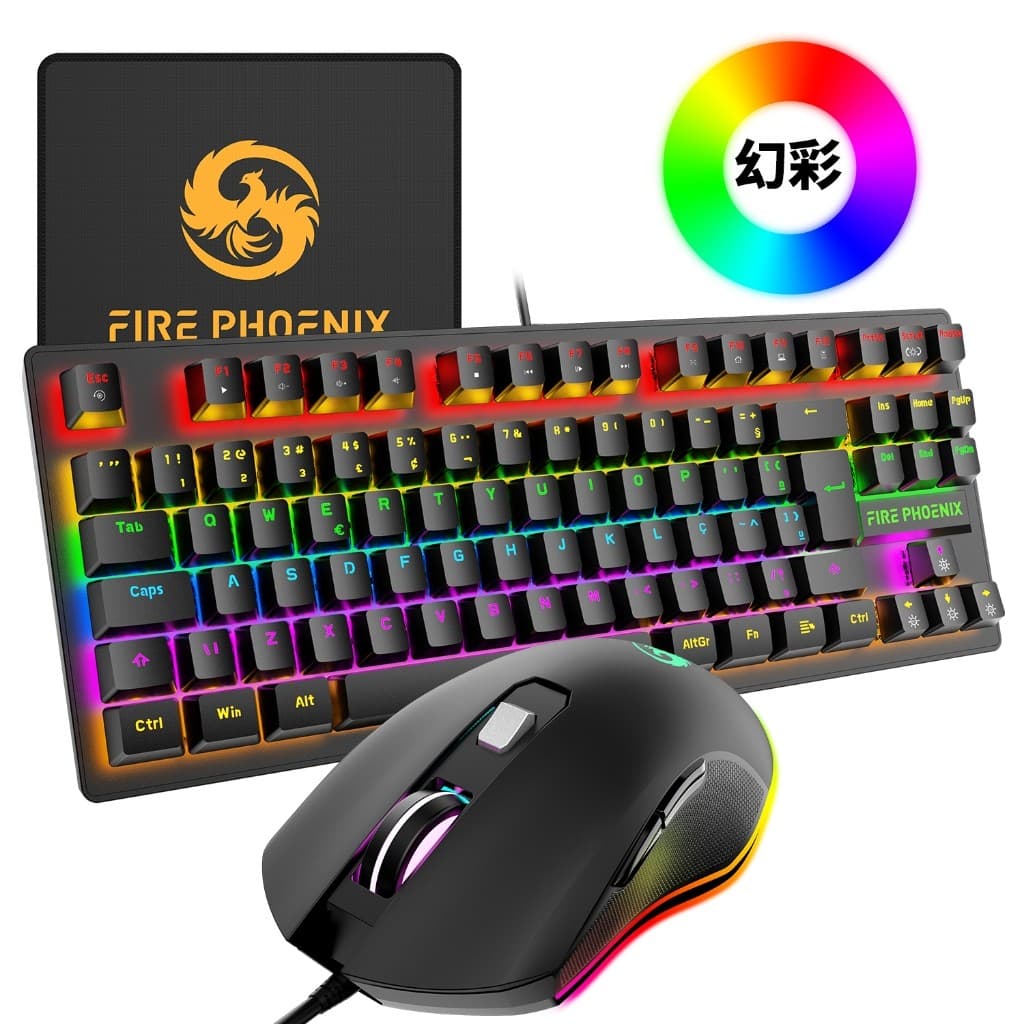 Teclado e Mouse Mecânico Gamer Rgb Led Switch  - BE-K1 - Fire Phoenix