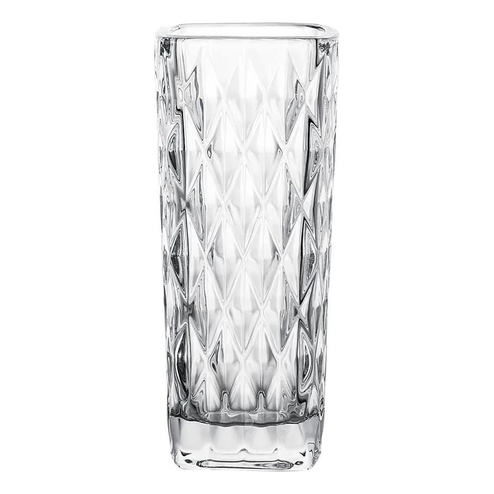 Vaso De Vidro Decorativo Braga Transparente Prisma Centro De Mesa -15cm