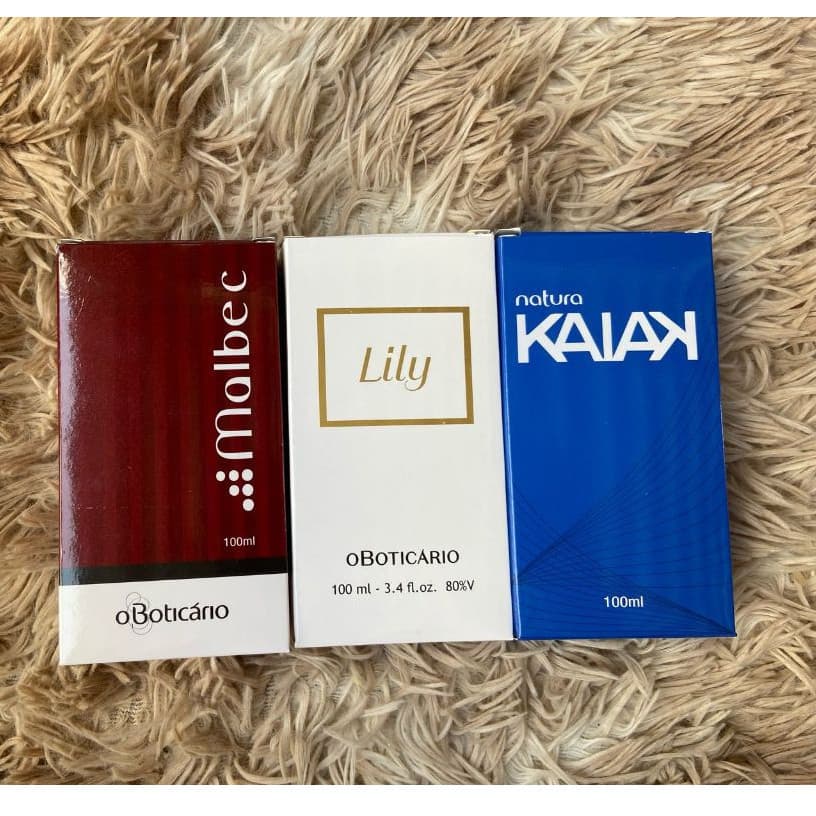 Kit 3 perfumes Malbec, Kaiak e Lily 100ml cada