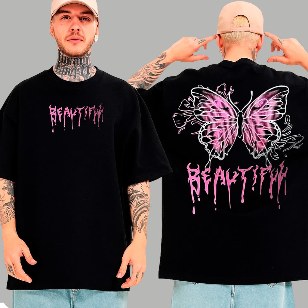Camiseta Básica Borboletas Butterfly Camisa 100% Algodão Streetwear Temos Plus Size Lançamento - Envio Rápido