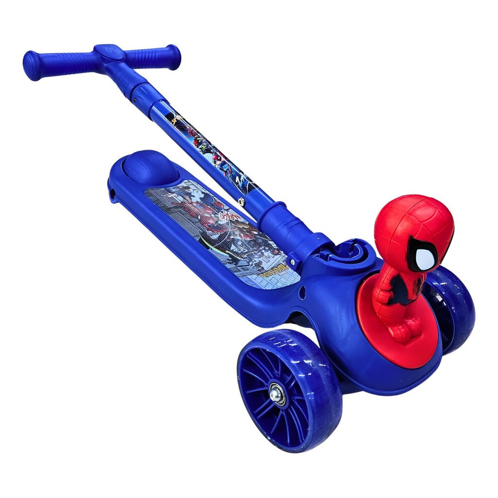 Patinete Infantil Homem Aranha 3 Rodas (2 Frontais) Com Luz e Música