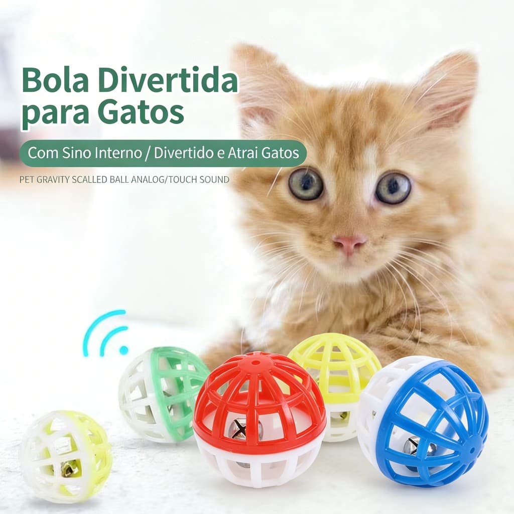 Brinquedo Kit 6/12/18 Bolinhas para Gato cachorro filhote pequeno calopsita Bola kit Bolinha Guizo faz barulho Colorida