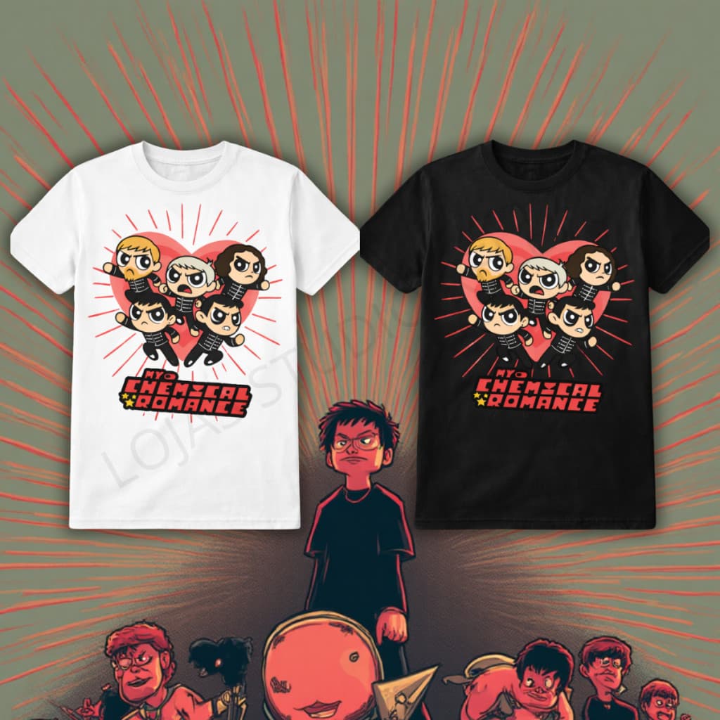 Camiseta Estampada My Chemical Romance Lançamento🖤🏴‍☠️- Camisa de Malha 100% Algodão - Envio Rápido😉- DR Bigorna