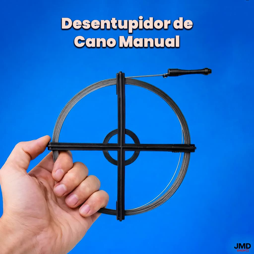 Desentupidor de Cano Manual 5 Metros com Cabo de Aço Flexível
