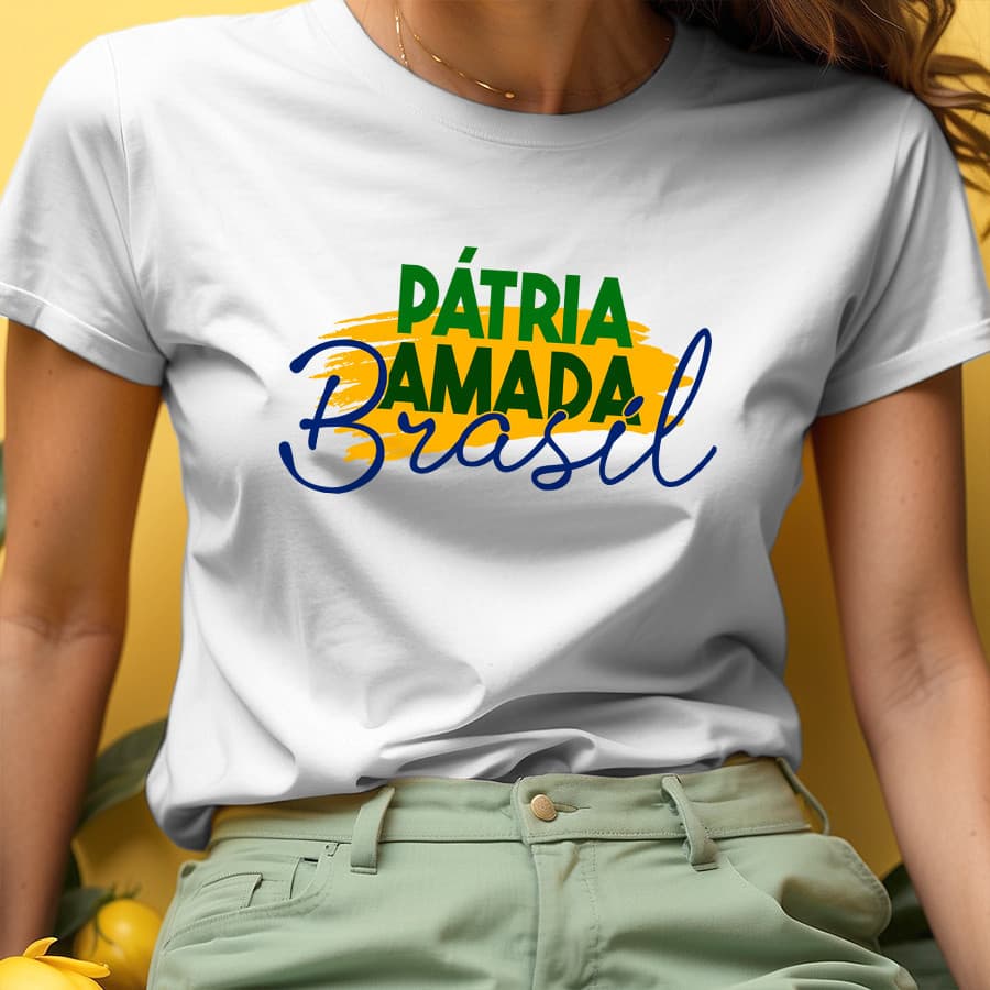 Camiseta Brasil Patria Amada - Amor Pela Nação - 100% Algodão Camiseta Acorda Brasil Unissex