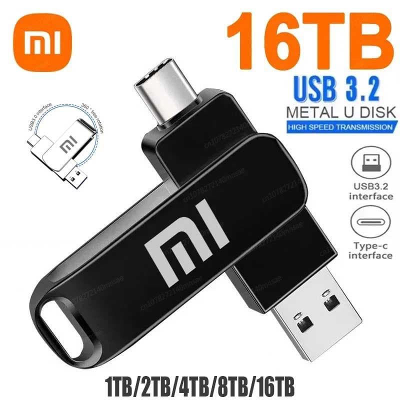 2 Em 1 typec Usb flash Pen Drive Metal Memória Vara 3.0 Disco 1TB/2TB/8TB/16TB Pendrive Para Telefone Computador