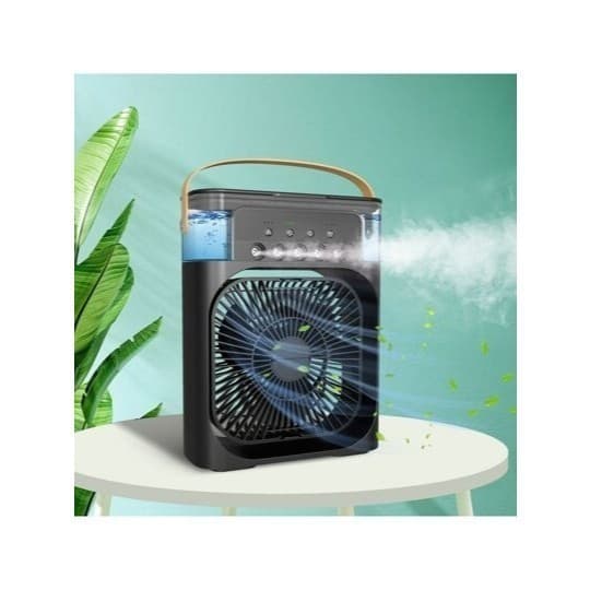 Climatizador Ventilador LED Preto Umidificador Purificador Mini Refrigeração Portátil
