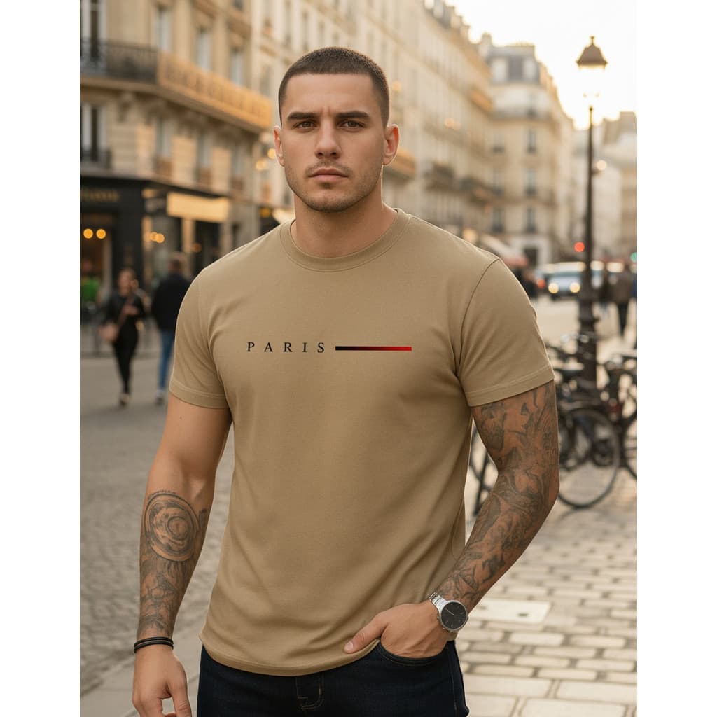 Camiseta Masculina Paris Streetwear 100% Algodão Macio