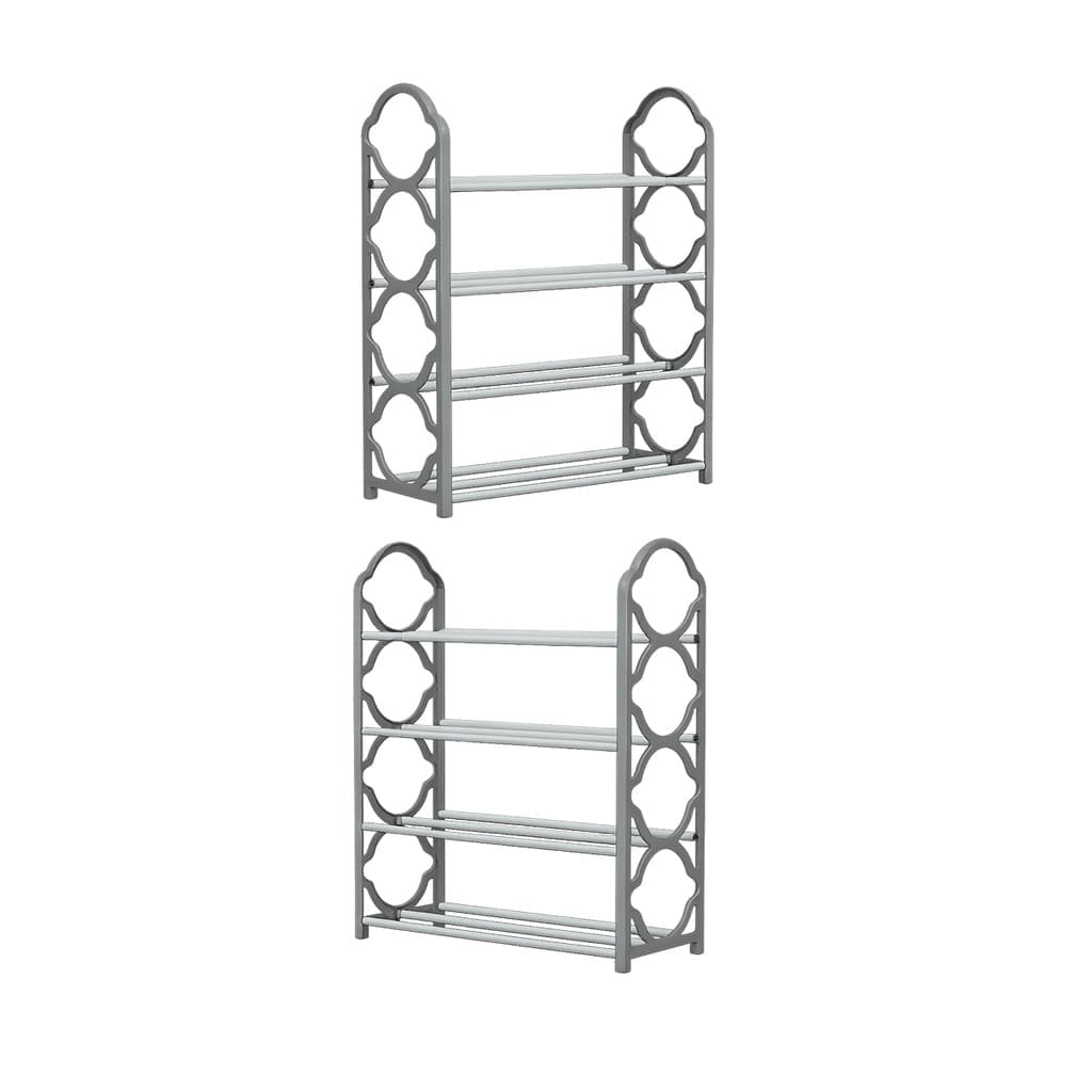 kit 2 Sapateira Multiuso Calçados Lavanderia  Estante Sapatos Apartamento Organizador 4 Andares Gray
