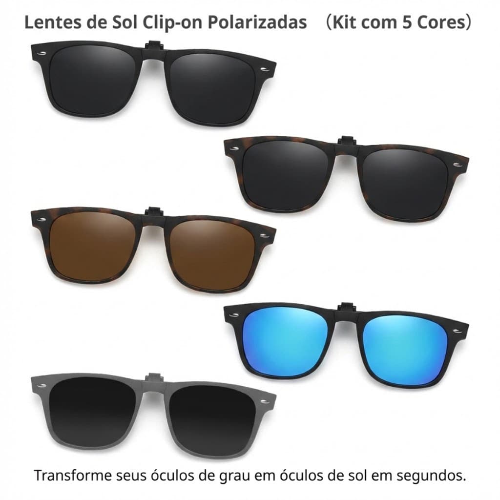Heyoo Kit de 5 Lentes Clip-On Polarizadas UV400 Ideal para Pesca e Dirigir Proteção Total para Olhos