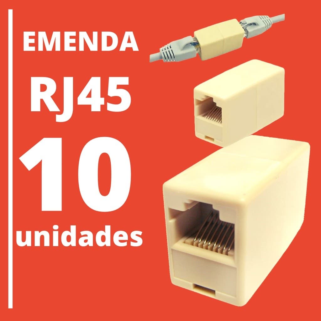 Kit 2x Adaptador Emenda Rj45 Cabo Rede Cat5e Conector Fêmea