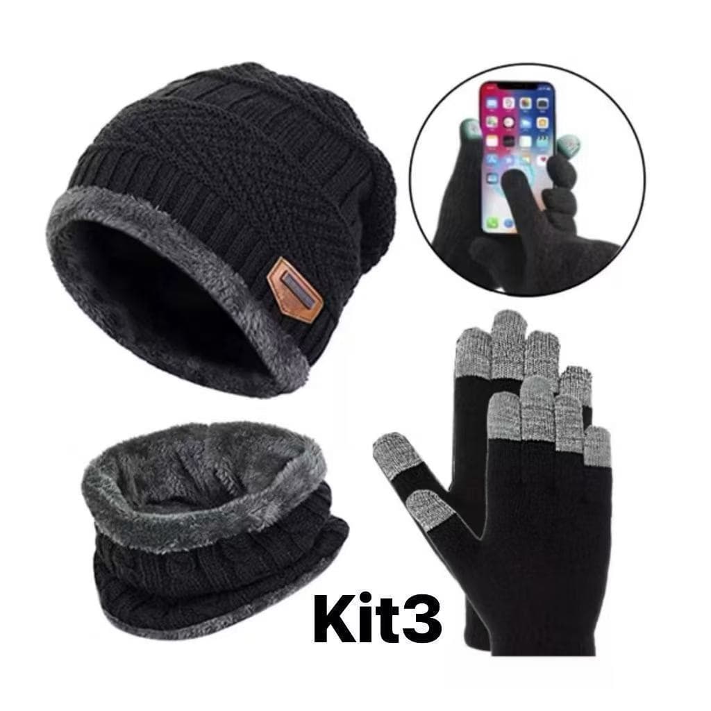 Kit Inverno Touca de Frio + Gola Forrada+ Luva - Masculina e Feminina Cachecol Echarpe