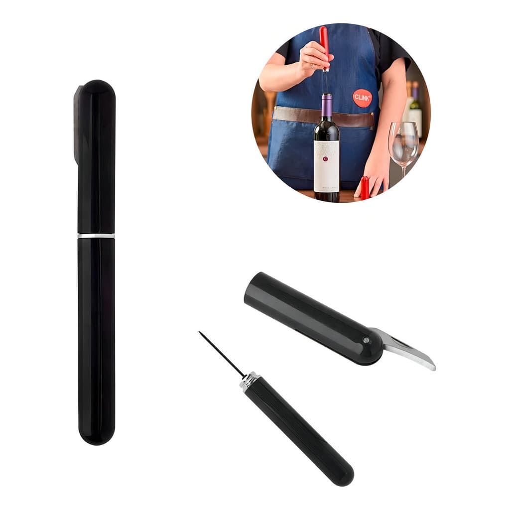 Abridor Pneumático Vinho Saca-rolhas Caneta Agulha Portátil Cor Preto