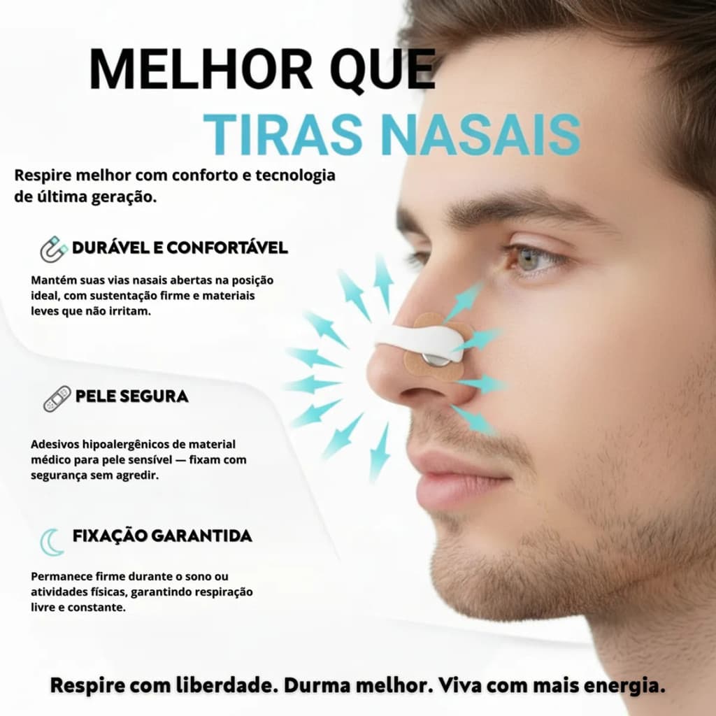 Kit Dilatador Respiratório Nasal Magnético Antironco Sono
