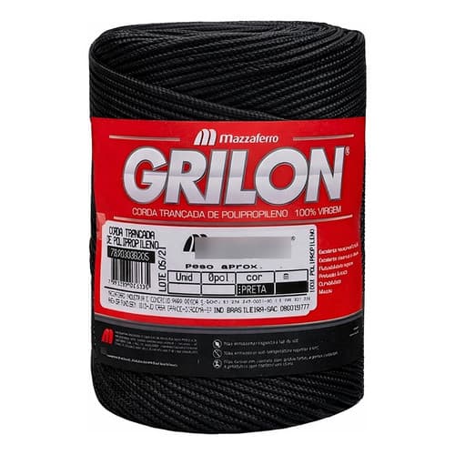 Corda Trançada Grilon Preta 4,0 Mm Pp 510 Metros 4 Kg Preto