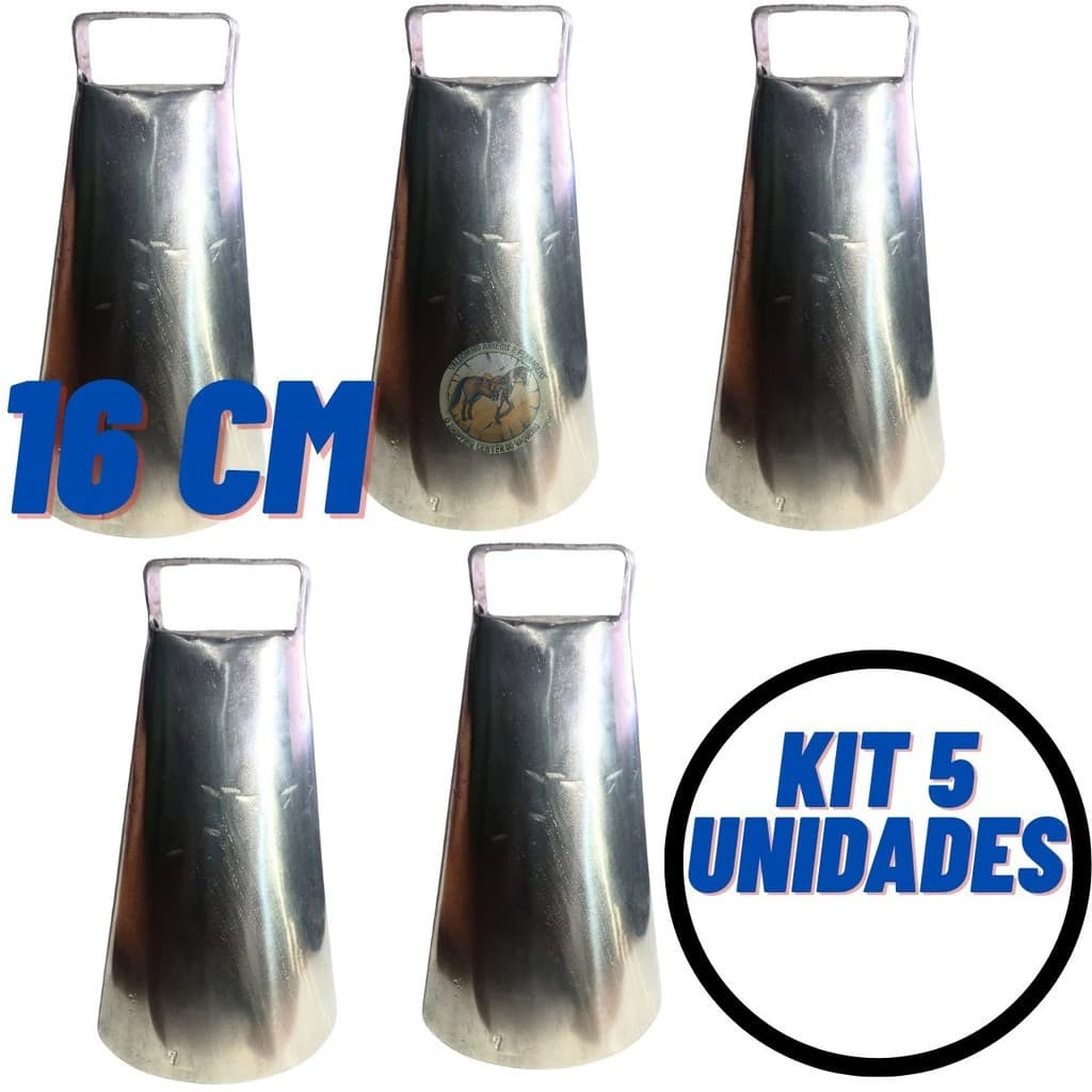 Kit 5 Sino Bode Bezerros Chocalho Para Cabritos Inox Boi Vacas Cabras Sincerro Garrotes 16 cm