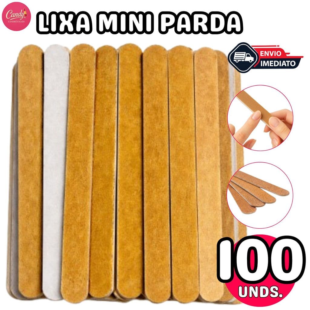 100 Lixas de Unhas Mini Parda p/ Manicure