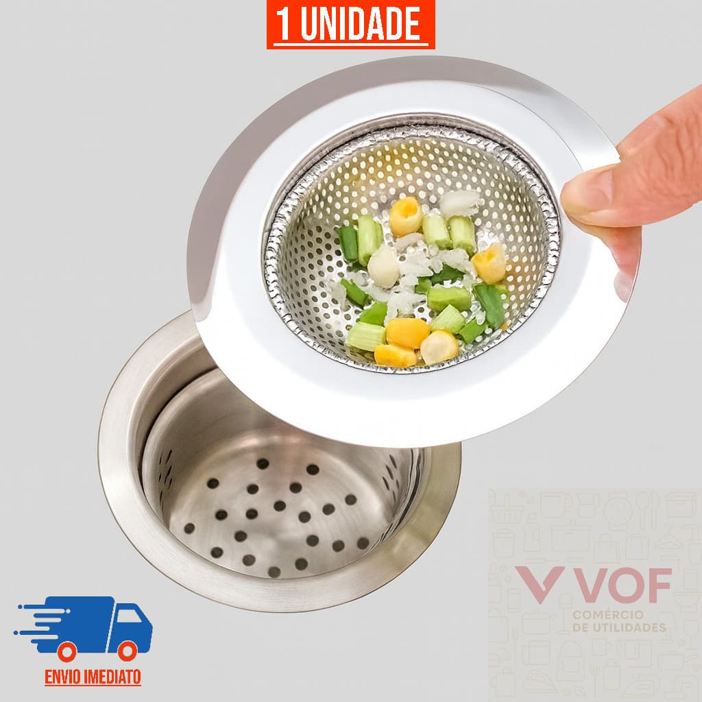 Ralo Pia Inox 9cm Com Borda Cozinha Filtro Anti Entupimento Resíduos
