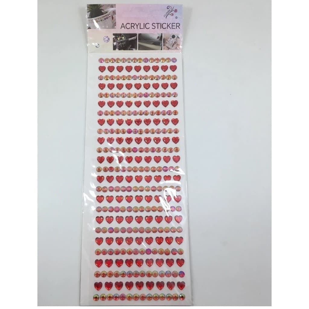 kit 1 /3 Cartela de Adesivo Coração e Strass Cartela  Adesivo Strass Decoração Artesanato