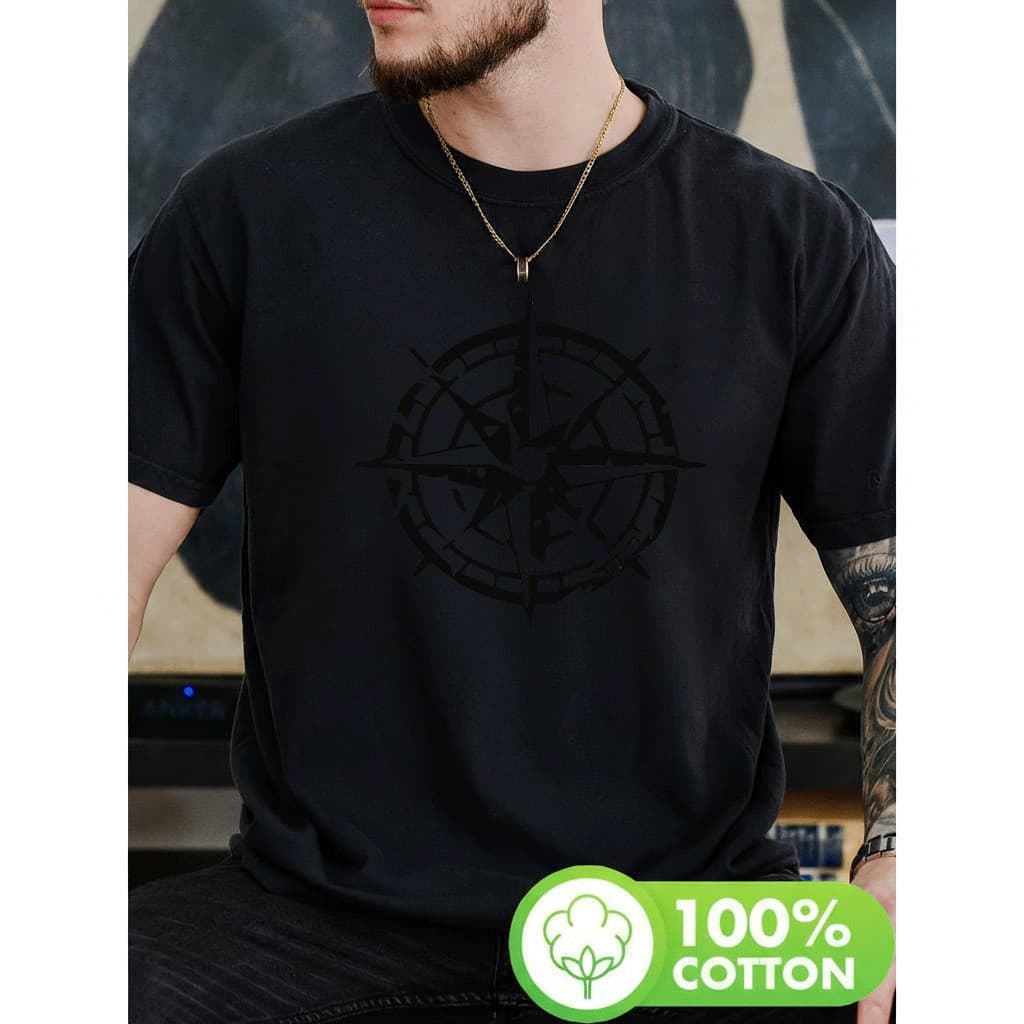 Camiseta Masculina Estampa Compasso Náutico Moderna Estilosa Atemporal Urbana