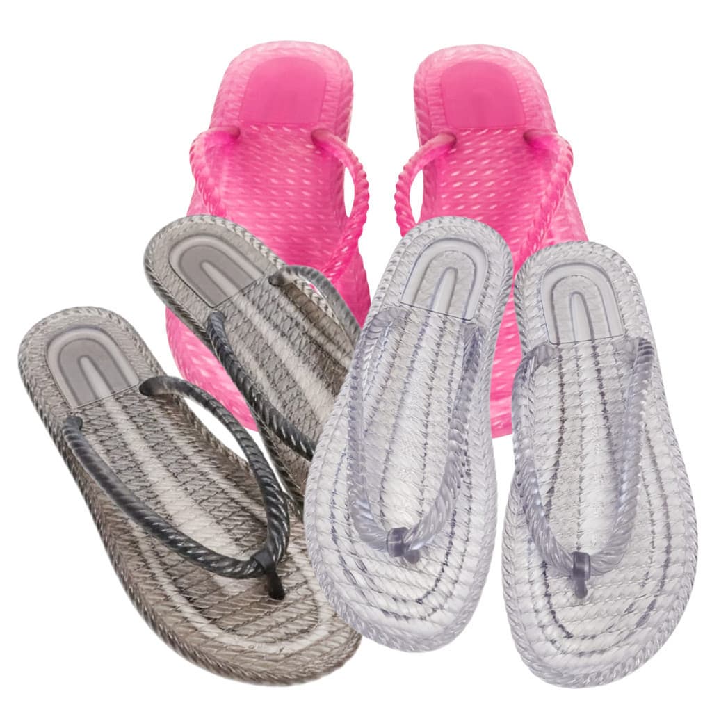 Kit 3 Pares Chinelo Feminino Jelly Dedo transparente Sandália Marrocos Nuvem Confortável Macio Leve