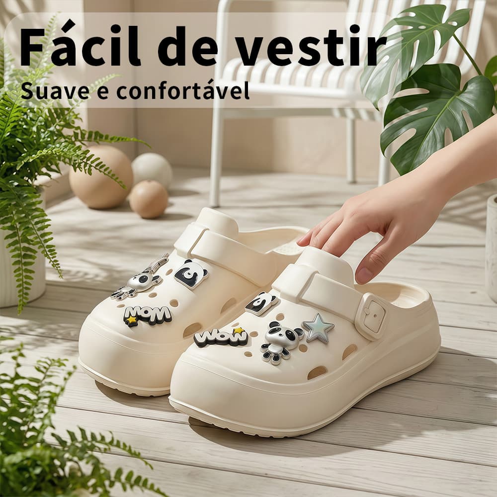 Babuche Feminino Plataforma Leve Durável e Antiderrapante para Praia Passeio e Uso Diário Sandália Clog Feminina