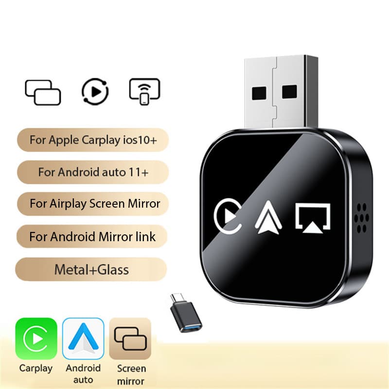 Adaptador CarPlay Sem Fio 4 Em 1 Para Apple Android Auto Mirror link , iOS Airplay Espelho De Tela , Dongle Inteligente