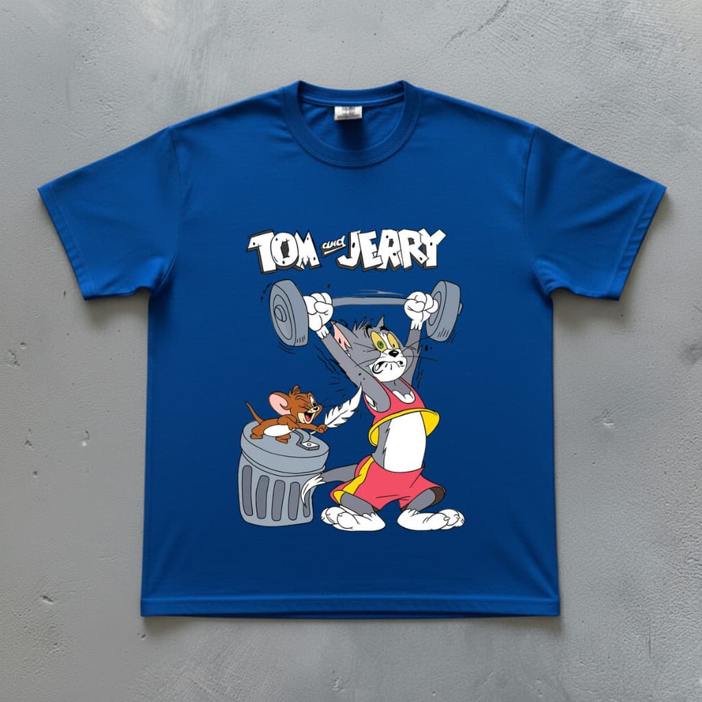 Camiseta  Tom e Jerry Na Academia Regular  e Plus size
