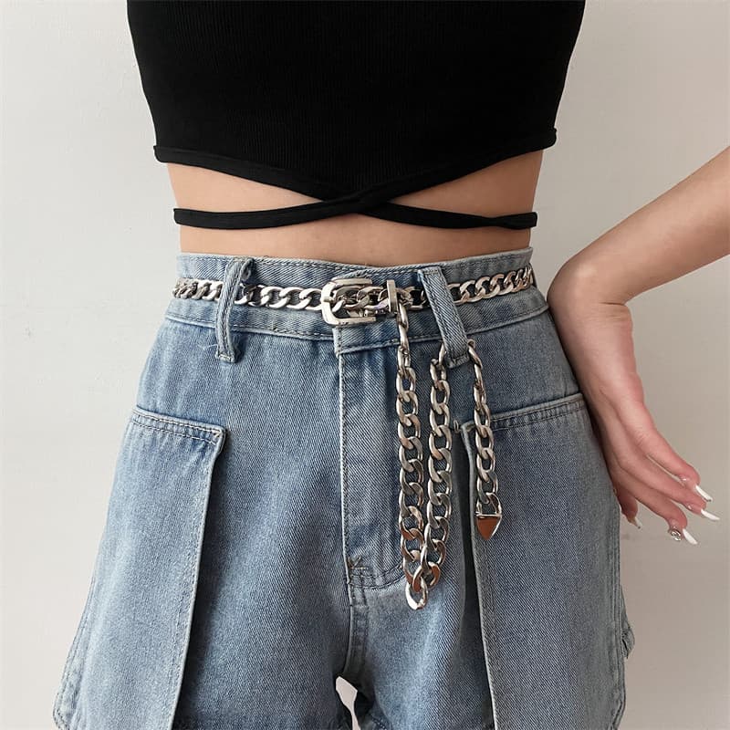 Cinto de corrente exclusivo feminino Jeans cinto fino ins estudante All-Match na moda senhoras calças cinto masculino de