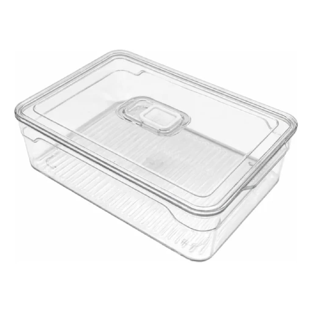 Porta Frios Organizador para Geladeira 1,6 Litros cristal Com Tampa Transparente
