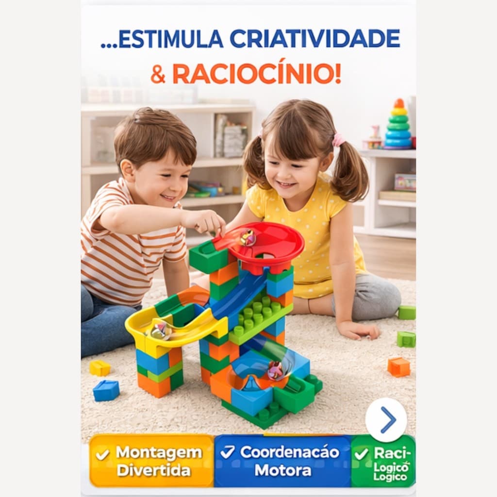 Kit 2 Jogos Infantil Blocos Pista Bolinha + Crocodilo Morde Dedo 2 Jogos