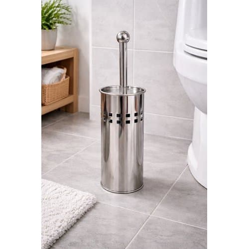 Kit Escova Sanitária Suporte Inox Duravel Resistente Moderno Organizador Banheiro