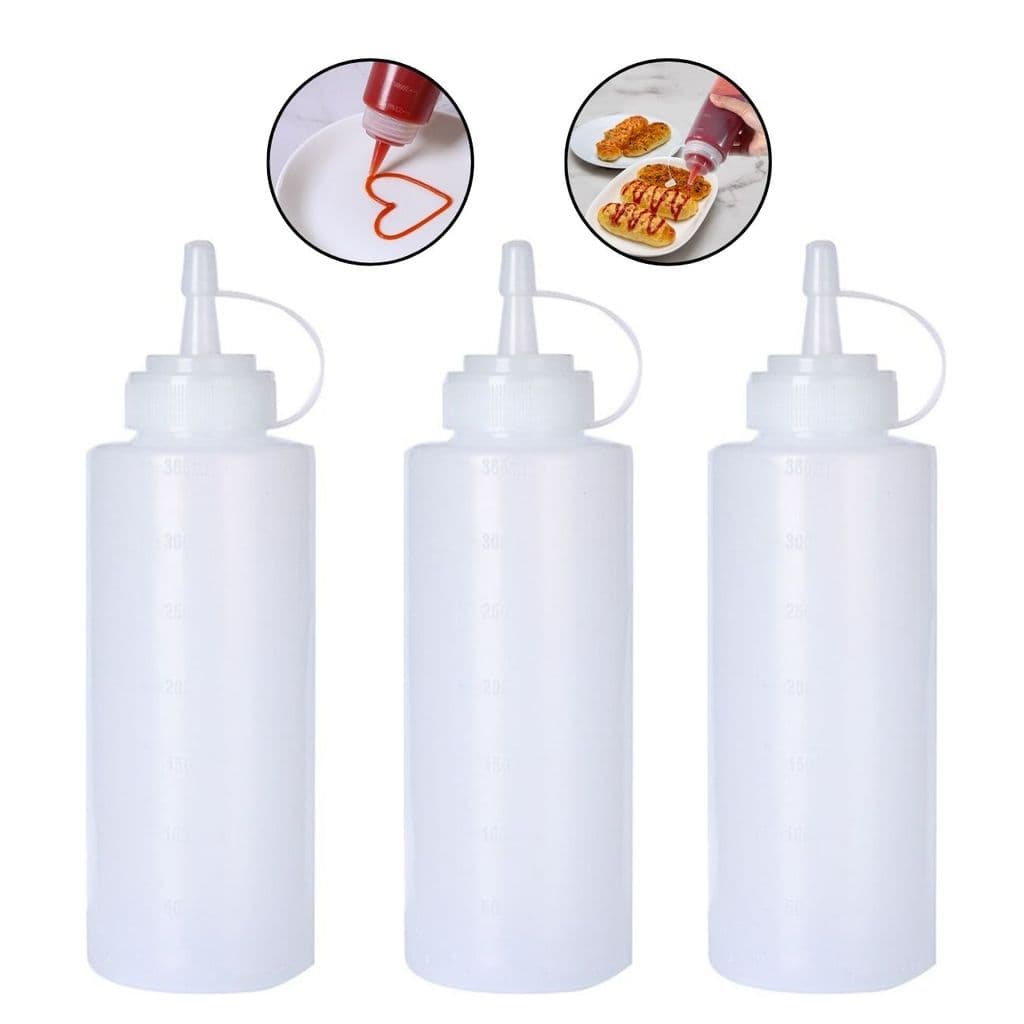 Kit 3 Bisnaga Para Molho Catchup Profissional Graduada 350ml