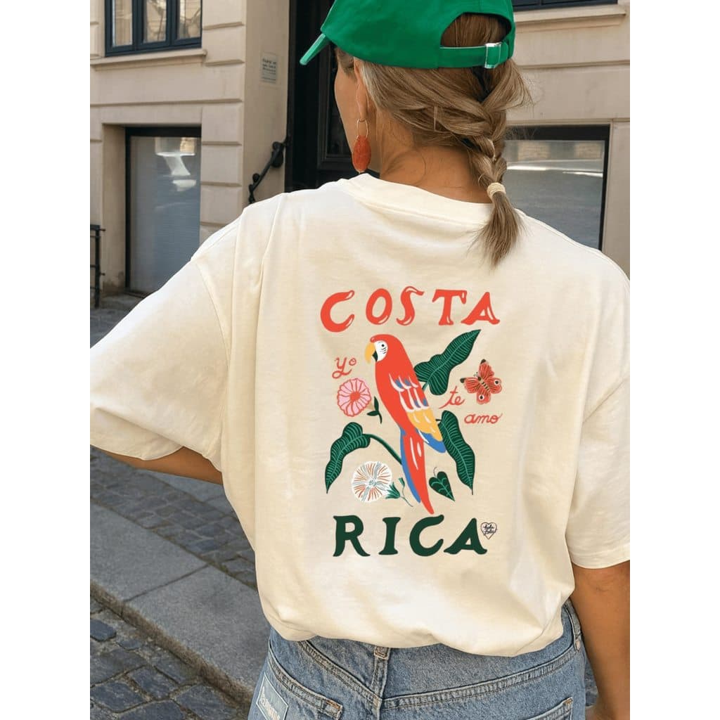 Camiseta Oversized Floral Brasileira Moda Verão Tshirt Estilosa Gola Redonda - Costa Rica