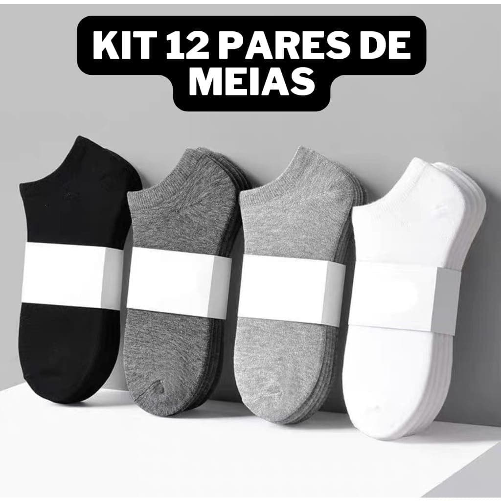 Kit 6 ou 12 Meias Soquete Cano Curto Atacado Pares Meias Confortável Antiodor Macia Casual Academia