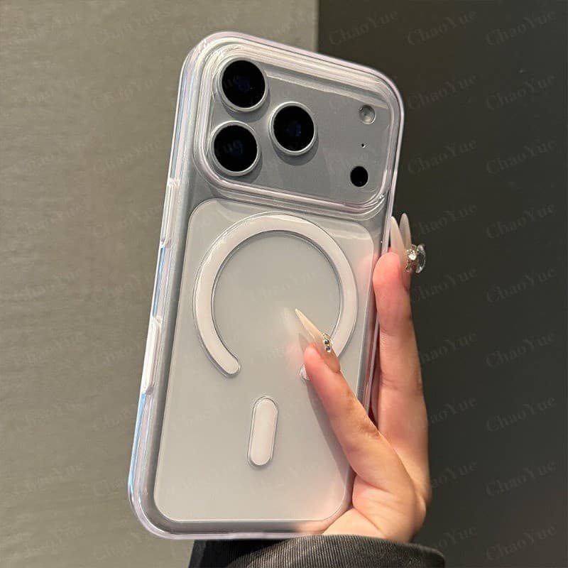 Capa de Telefone Transparente Magnética Compatível com iPhone 17 16 15 14 13 12 11 Pro Max Air Plus à Prova de Choque
