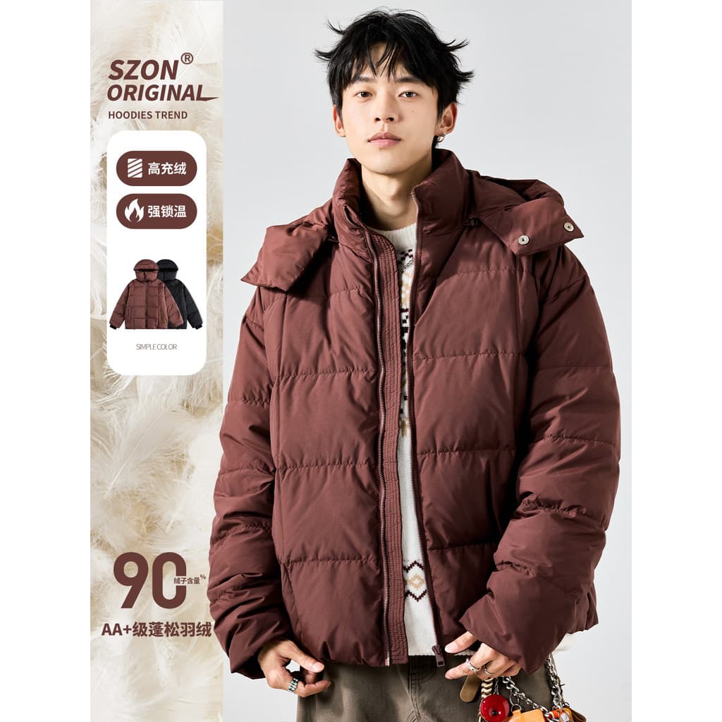 Jaqueta masculina 90 pato branco para baixo quente destacável com capuz engrossado jaqueta inverno novo estilo à prova d