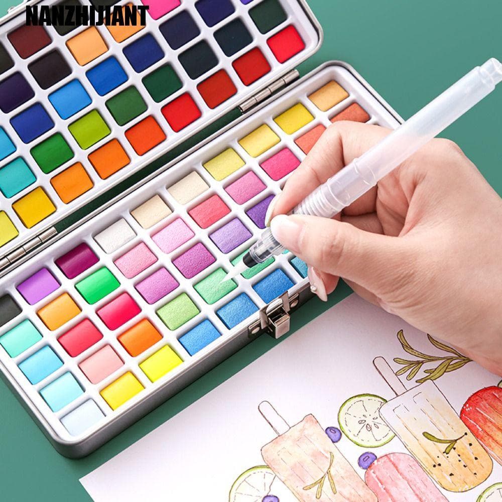 Conjunto De Tinta Aquarela Sólida NANZHIJIANT , Kit De Pigmento Portátil Para Iniciantes , 50/72/90/100/128 Cores