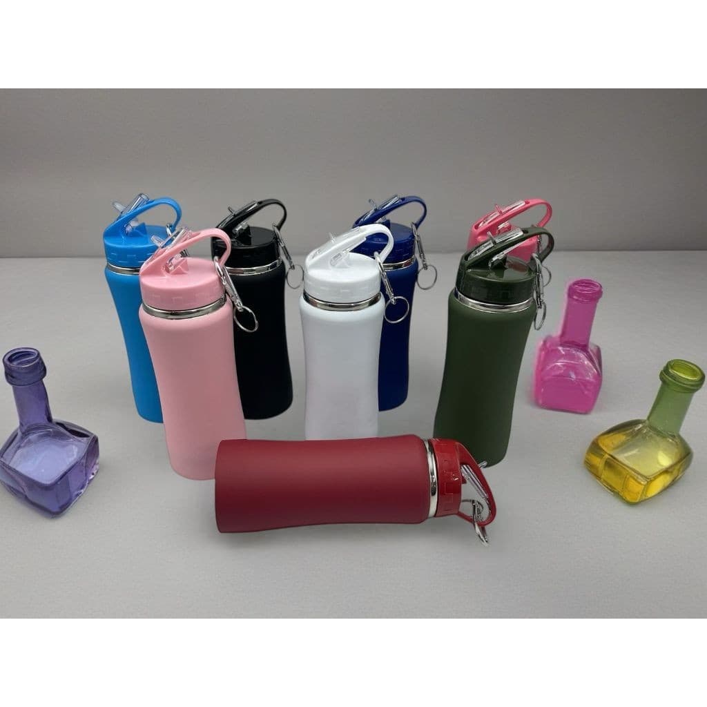 350ml Garrafa Térmica Inox Squeeze Emborrachada Bico Flip com Chaveiro