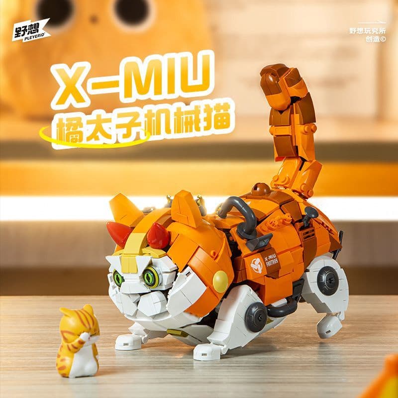 Blocos de construção de gato mecânico montado modelo de brinquedo ornamentos presentes para amigos