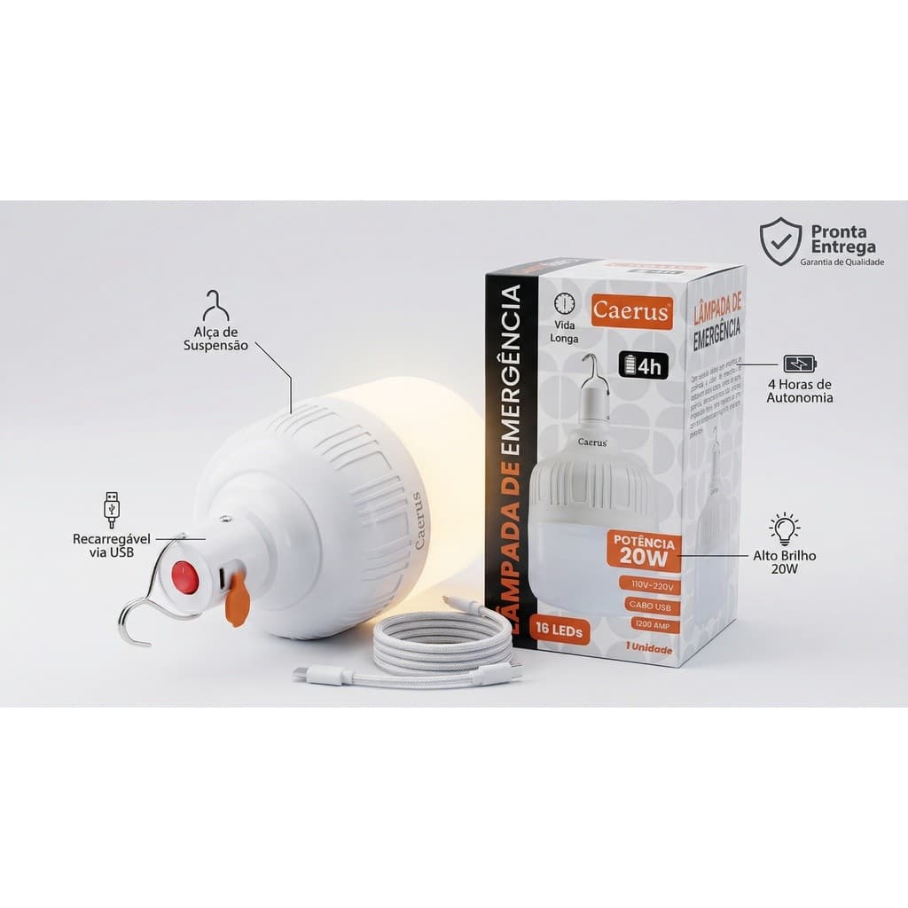 20w Lampião Camping Led Recarregável Acampamen Barraca