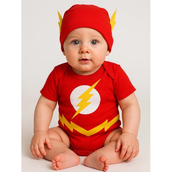 Body Infantil Bebê Infantil Menino Mêsversário Temático Flash Promoção
