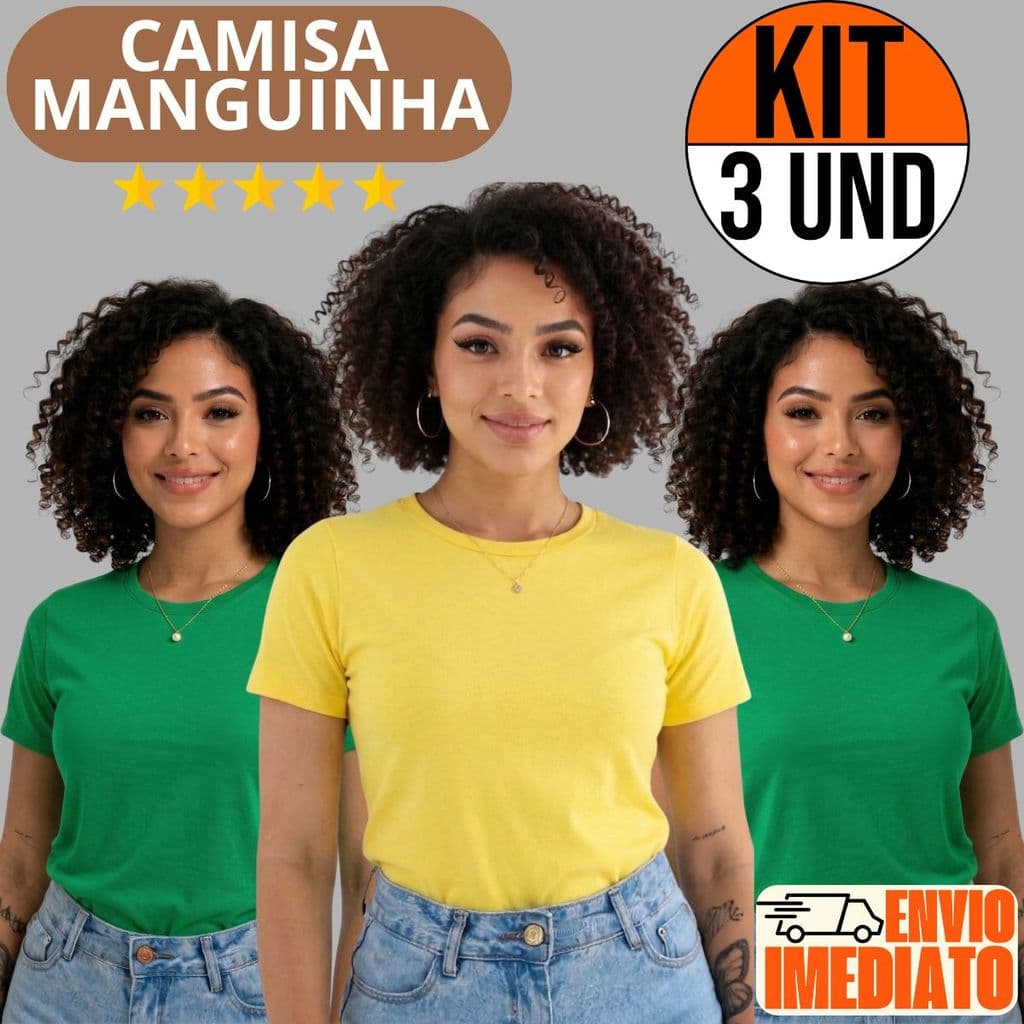 kit 3 Blusas de Manga Manguinha Curta Feminina de Compressão Camiseta academia dia a dia Básica Suplex