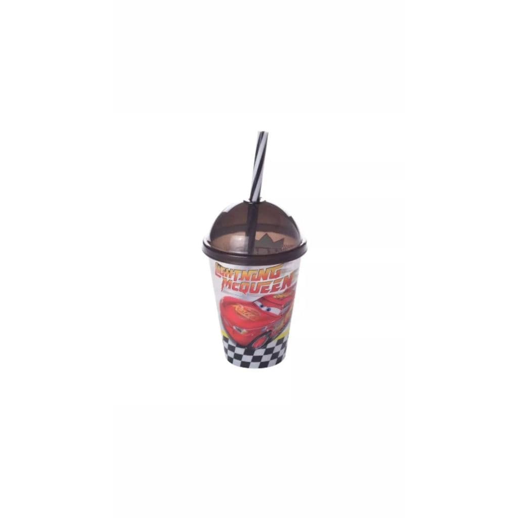 COPO SHAKE SUPER CARROS e Homem Aranha C/CANUDO TAMPA PRETA 500ML REFRI SUCO CRIANÇA FESTA Canudo 500ML
