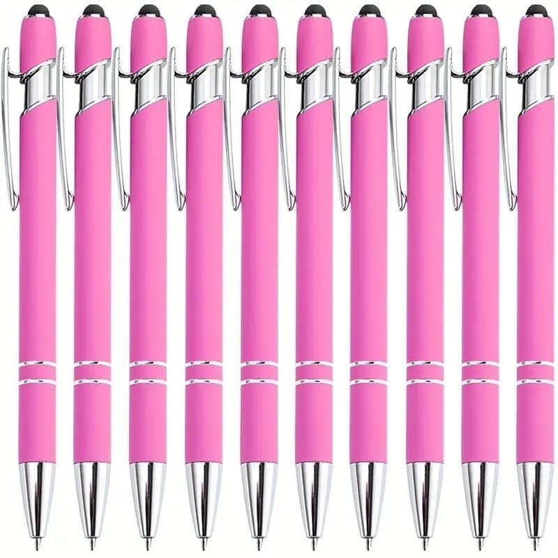 10 Canetas de Metal Touch Rosa Brilhante Lisa sem marcas