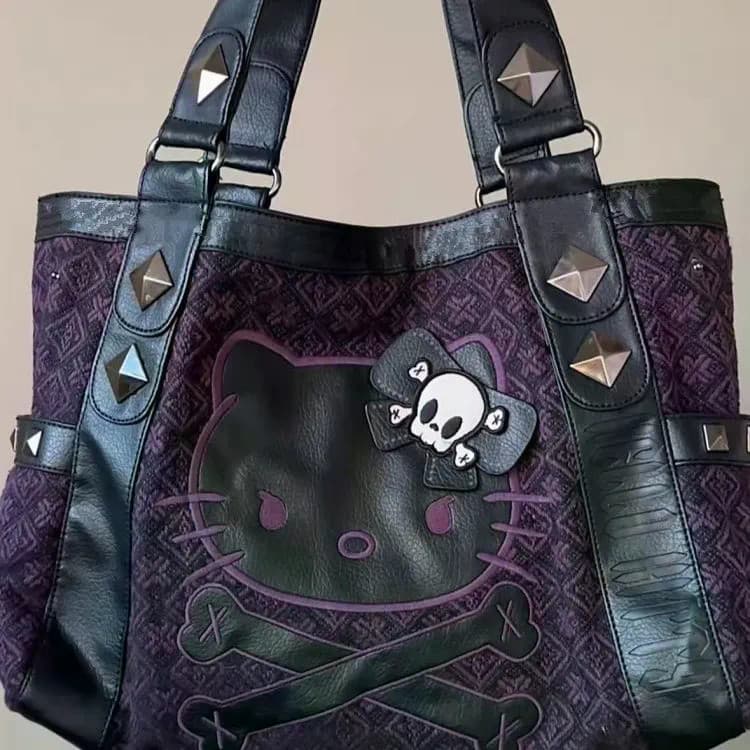 Sacola Feminina Y2K Kitty Patches Bolsa High Street Vintage Handle
