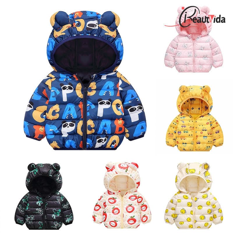 Jaqueta Puffer Infantil Bebê Meninos Moda Dos Desenhos Animados Jaqueta Meninas Leve Quente Para Baixo Jaqueta