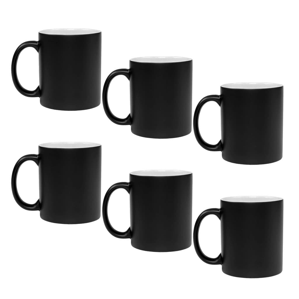06 Unid. Canecas Mágica De Cerâmica Preto Fosco Sublimação